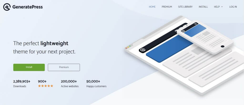 GeneratePress - nur eines der vielen von Elementor empfohlenen Themes.