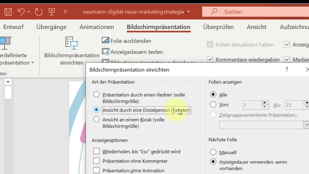 PowerPoint als Fenster in Teams geteilt