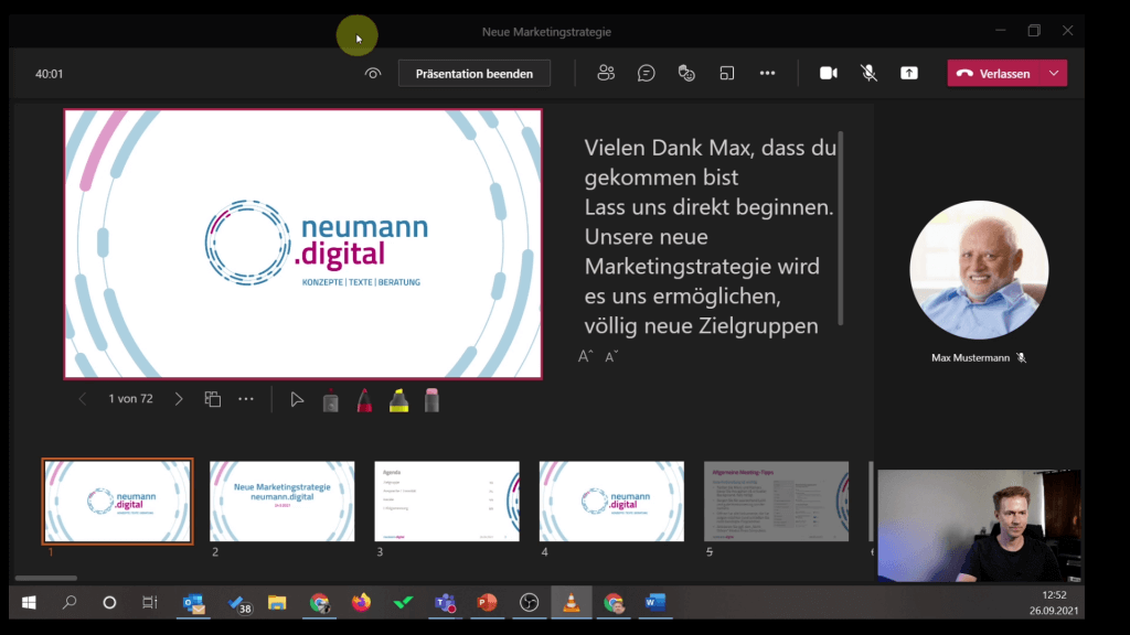 Eine Präsentation über PowerPoint Live in Teams teilen