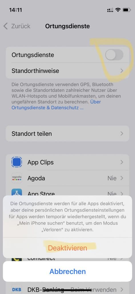 iOS 15 Einstellungen: Ortungsdienste einstellen