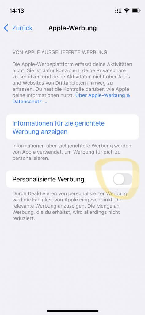 iOS 15 Einstellungen: Personalisierte Apple-Werbung abschalten