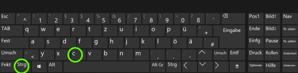Windows 11 Shortcuts: Strg-C