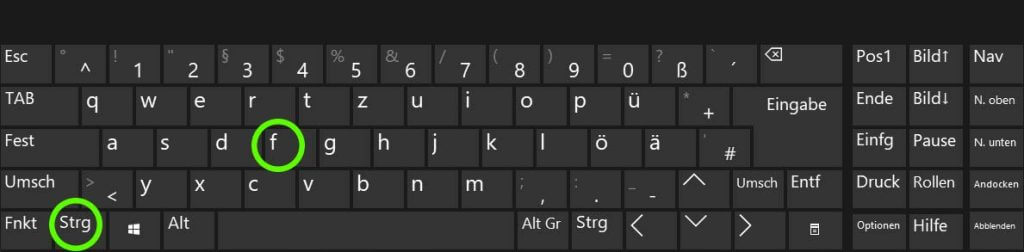 Windows Tastenkombinationen: Strg-F