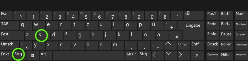 Windows Tastenkombinationen: Strg-S