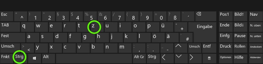 Windows Tastenkombinationen: Strg-Z