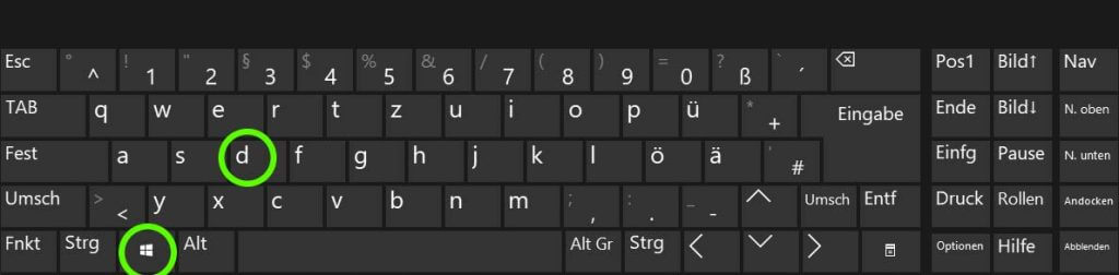 Windows Tastenkombinationen: Win-D