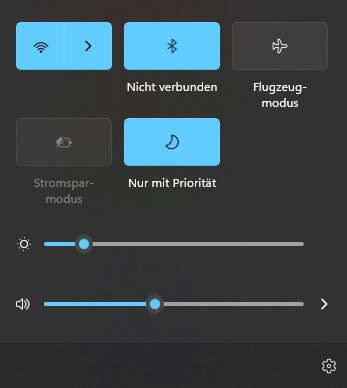 Windows 11 Schnelleinstellungen
