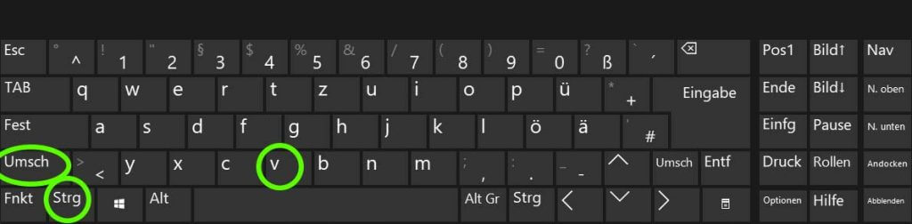 Windows 11 Shortcuts: Strg-Shift-V