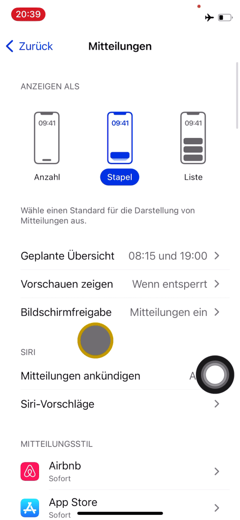 Mitteilungen bei Bildschirmfreigabe ausschalten
