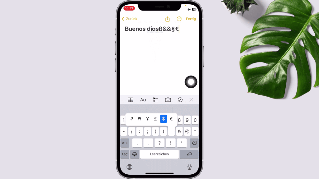 Versteckte Zeichen auf der iPhone Tastatur