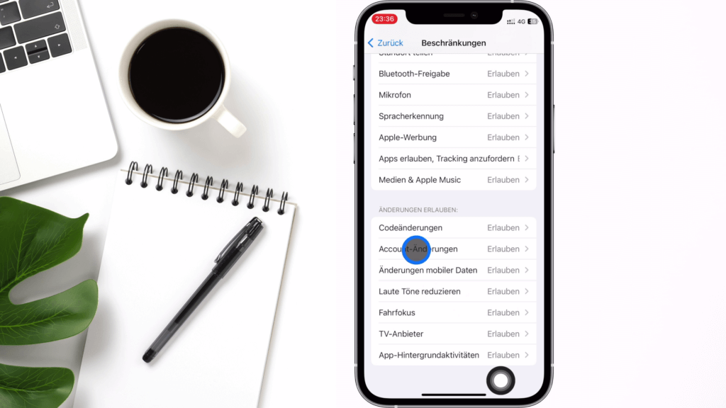 Sperre den Zugang zu den Apple-ID Einstellungen
