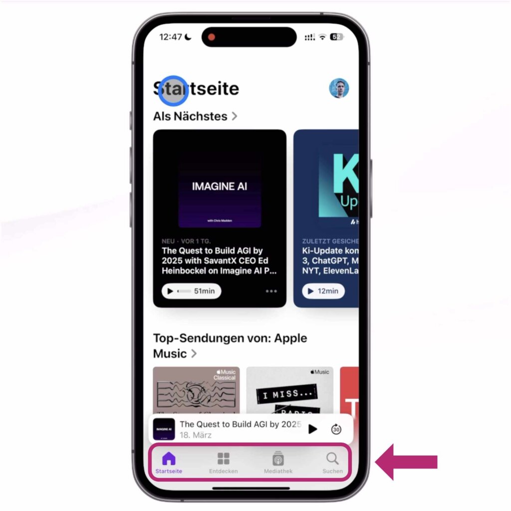 Wiedergabesteuerung in der Apple Podcasts App