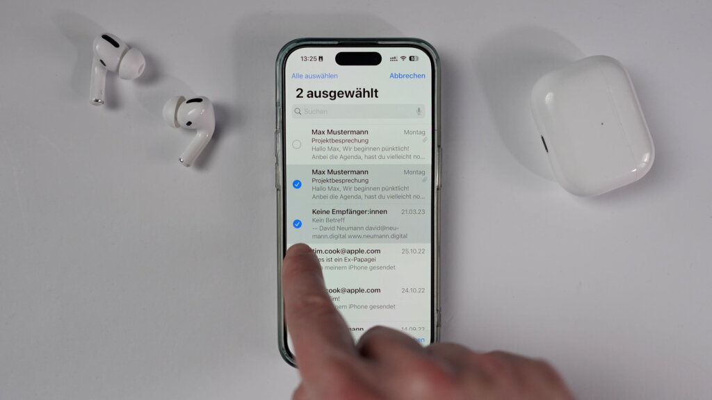 Mehrere E-Mails gleichzeitig auswählen in der Mail-App