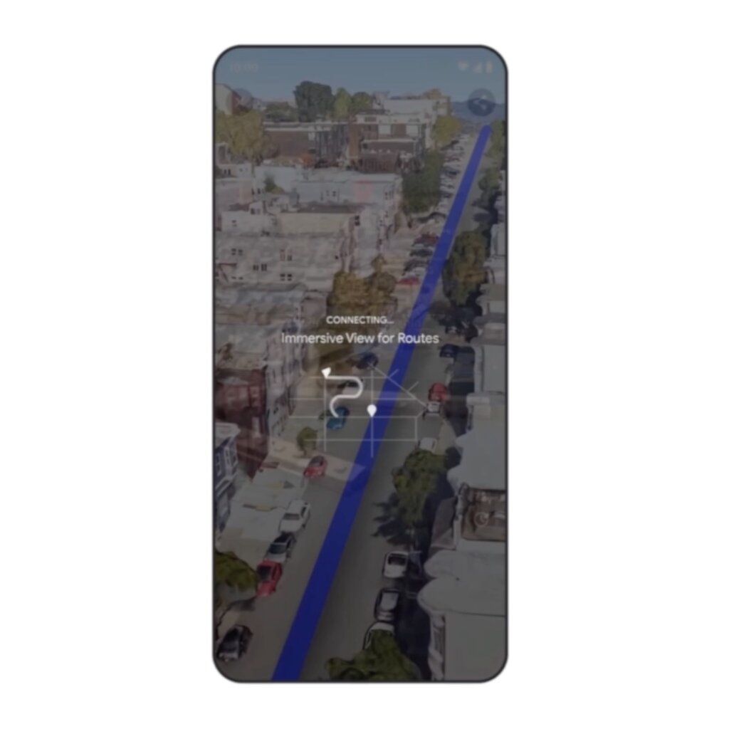 Google Maps lädt die immersive Ansicht einer Route