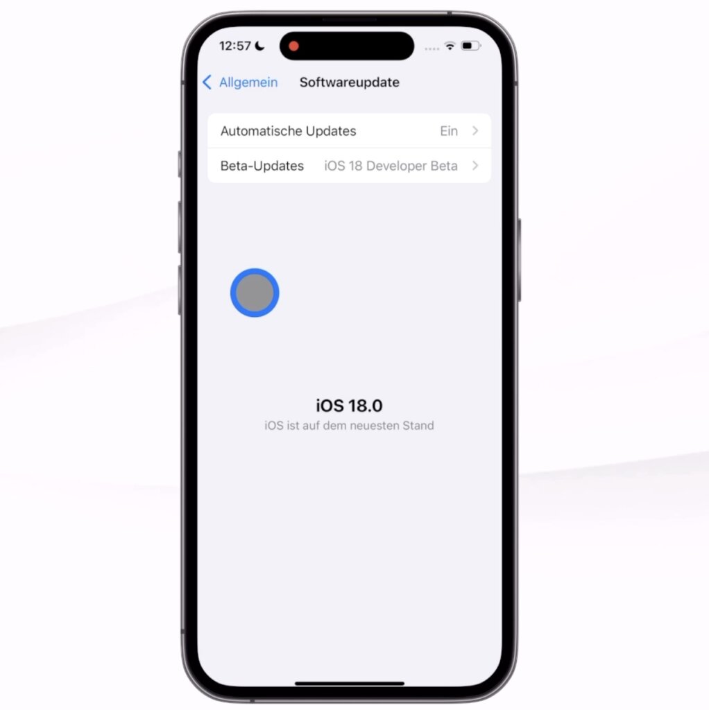 Hinweis auf die Betaversion von iOS 18