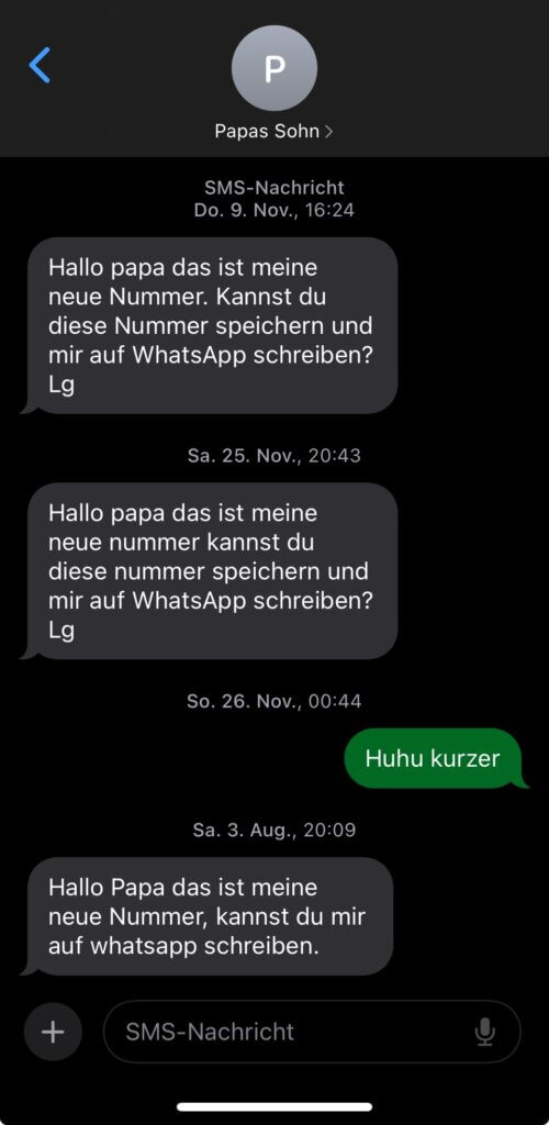 Antwortversuch auf eine Betrugsnachricht
