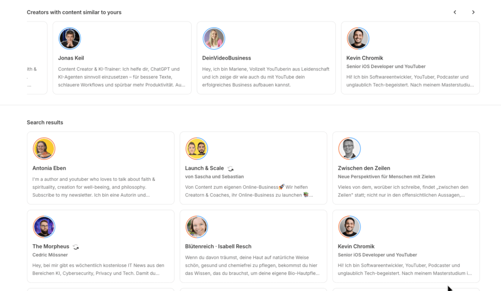 Das Creator Network in Kit zur gegenseitigen Empfehlung