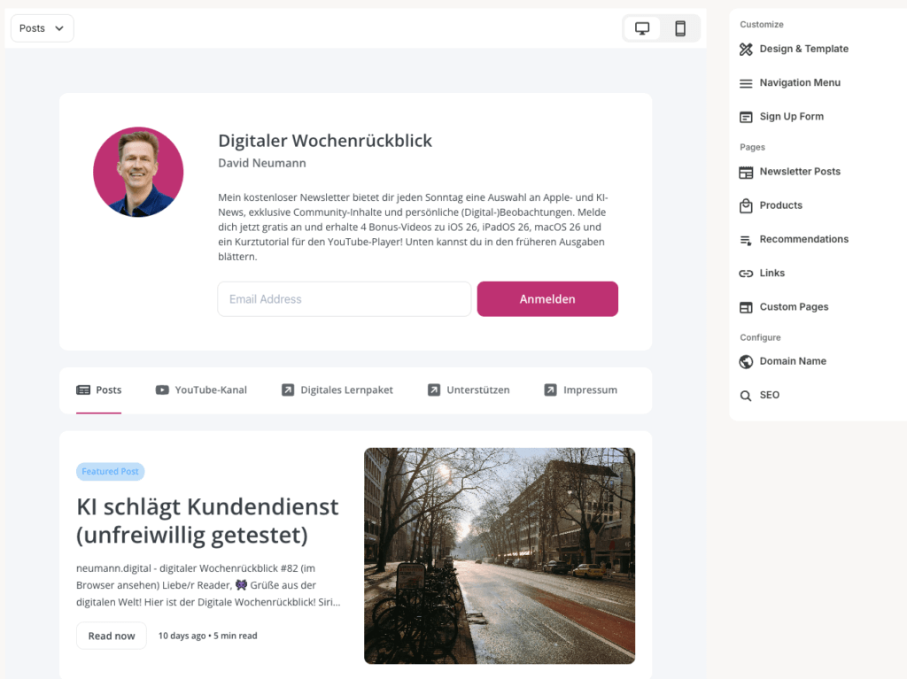 Das Creator Profile bei Kit mit der öffentlichen Archivseite